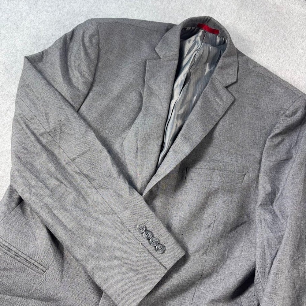 Alfani Blazer Mens 42R Gray Solid Slim Fit Two Button Textured Sport Coat